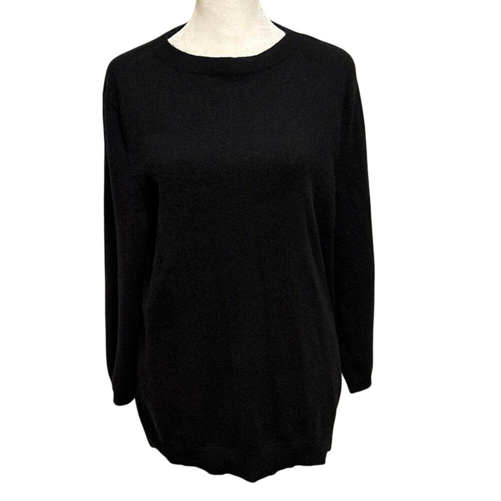 Talbots Size XL 100% Cashmere Sweater Crewneck Black Minimal Capsule